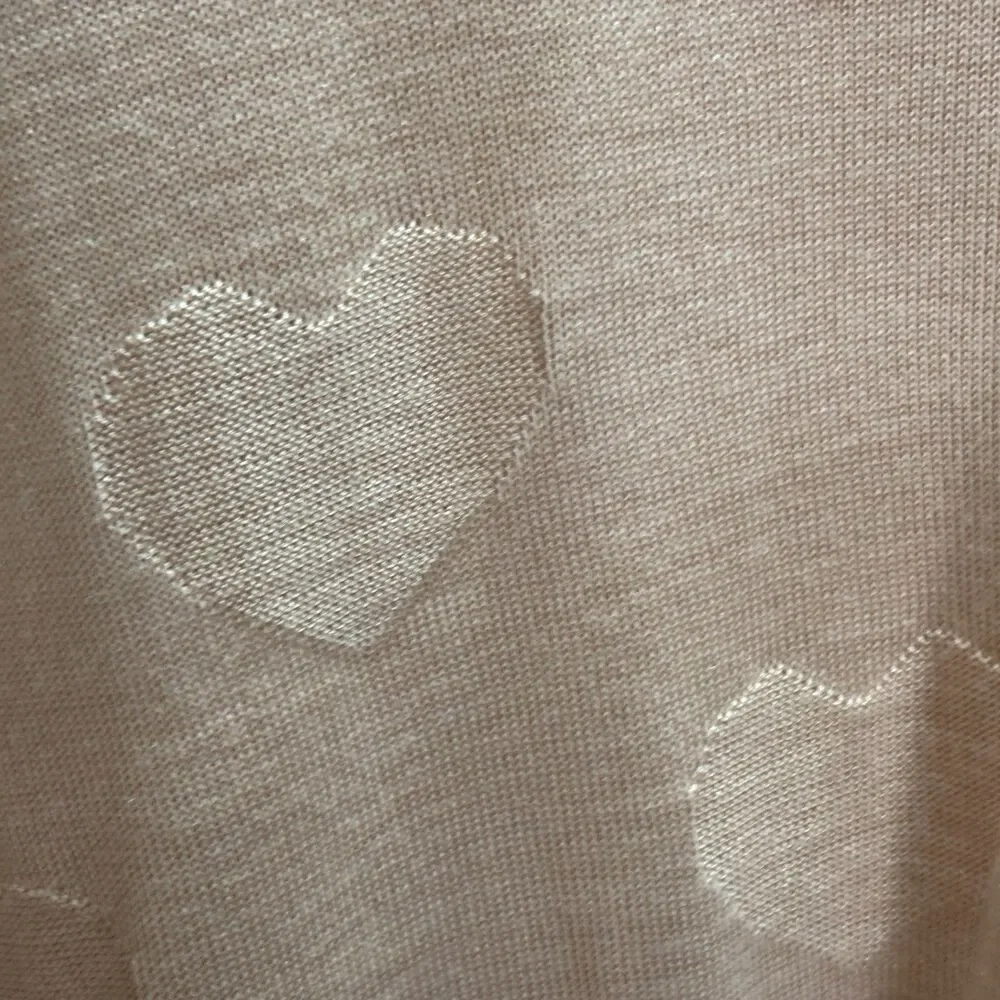 Torrid Jacquard Blush Pink V-Neck Heart Pull Over Sweater Hi Lo Hem Plus Size 1X